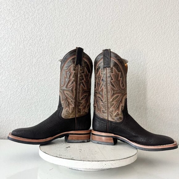 NEW Rod Patrick Mens Cowboy Boots 8B Dark Brown Shark Leather Western Square Toe - Picture 7 of 14